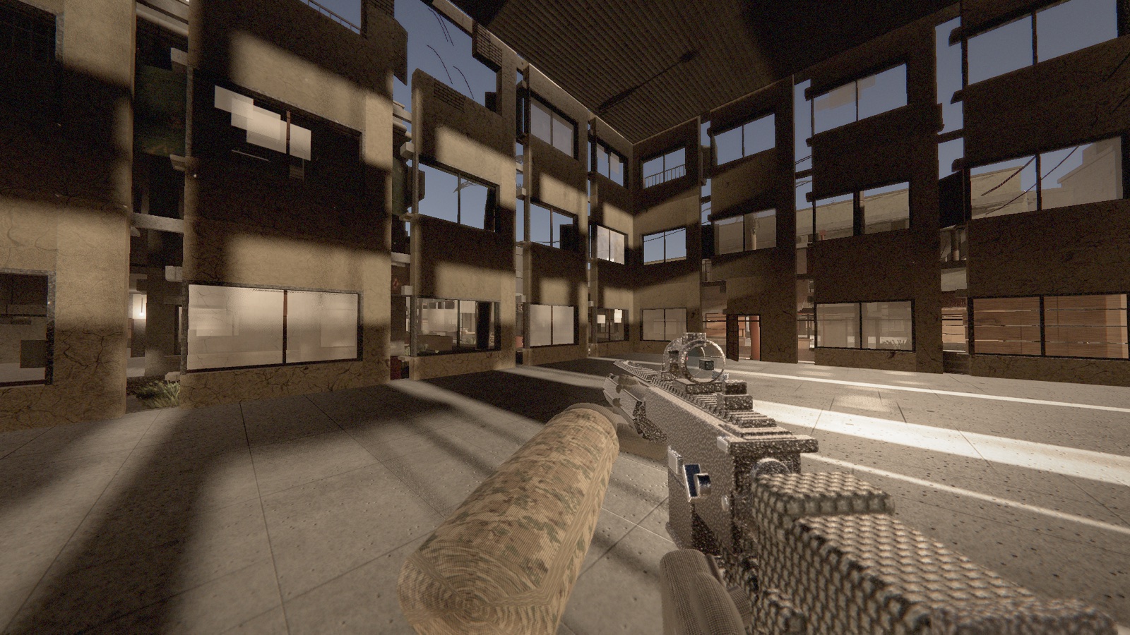 Operation Blackout — golden hour in the ruined plaza