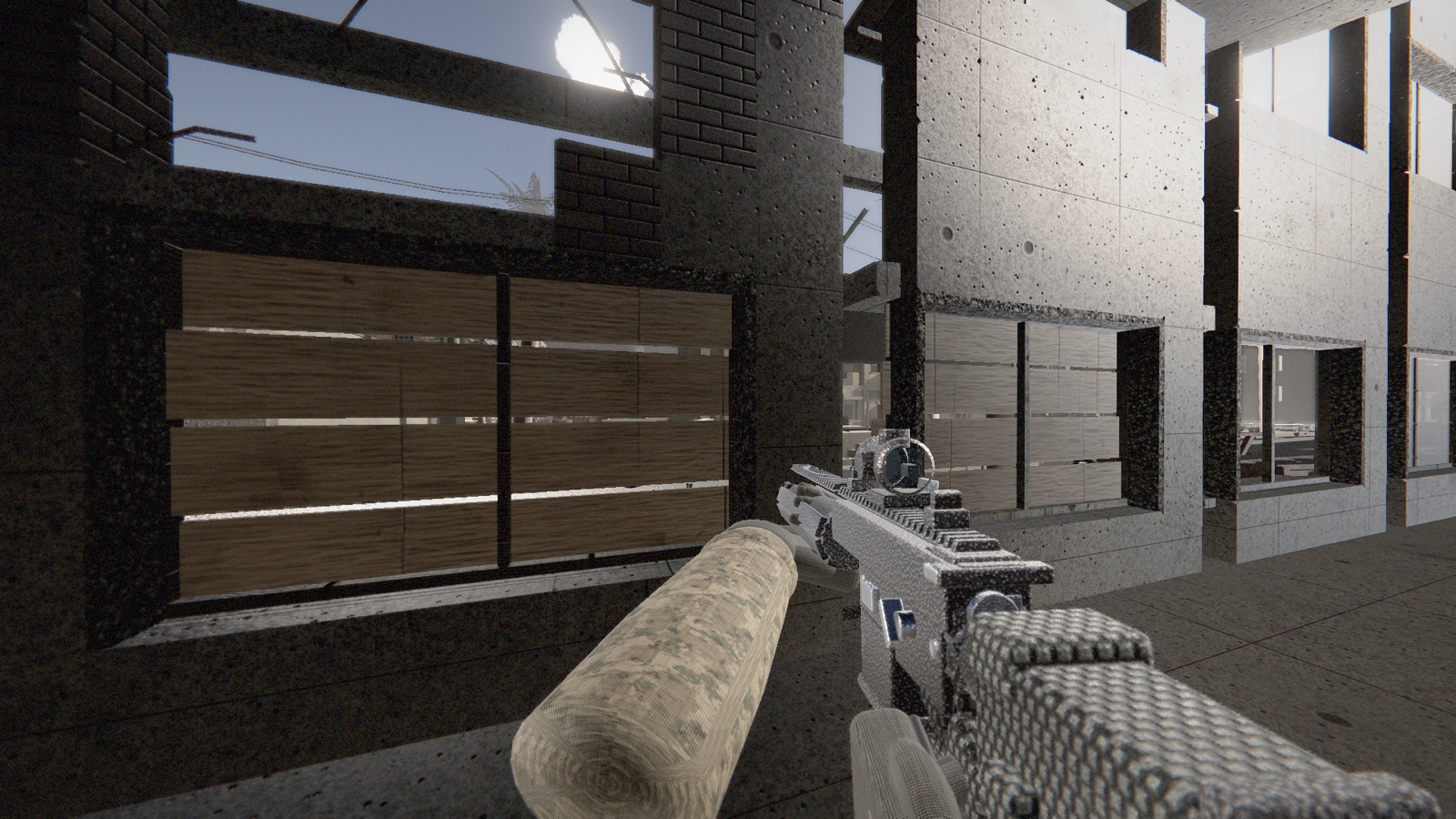 Looking down a lane toward the contested centre of the map
